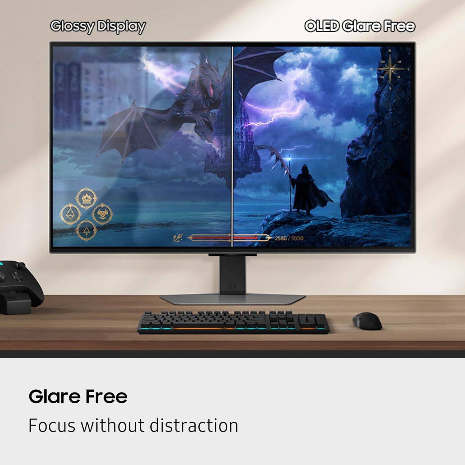 Glossy Display  
OLED Glare Free  

Glare Free  
Focus without distraction