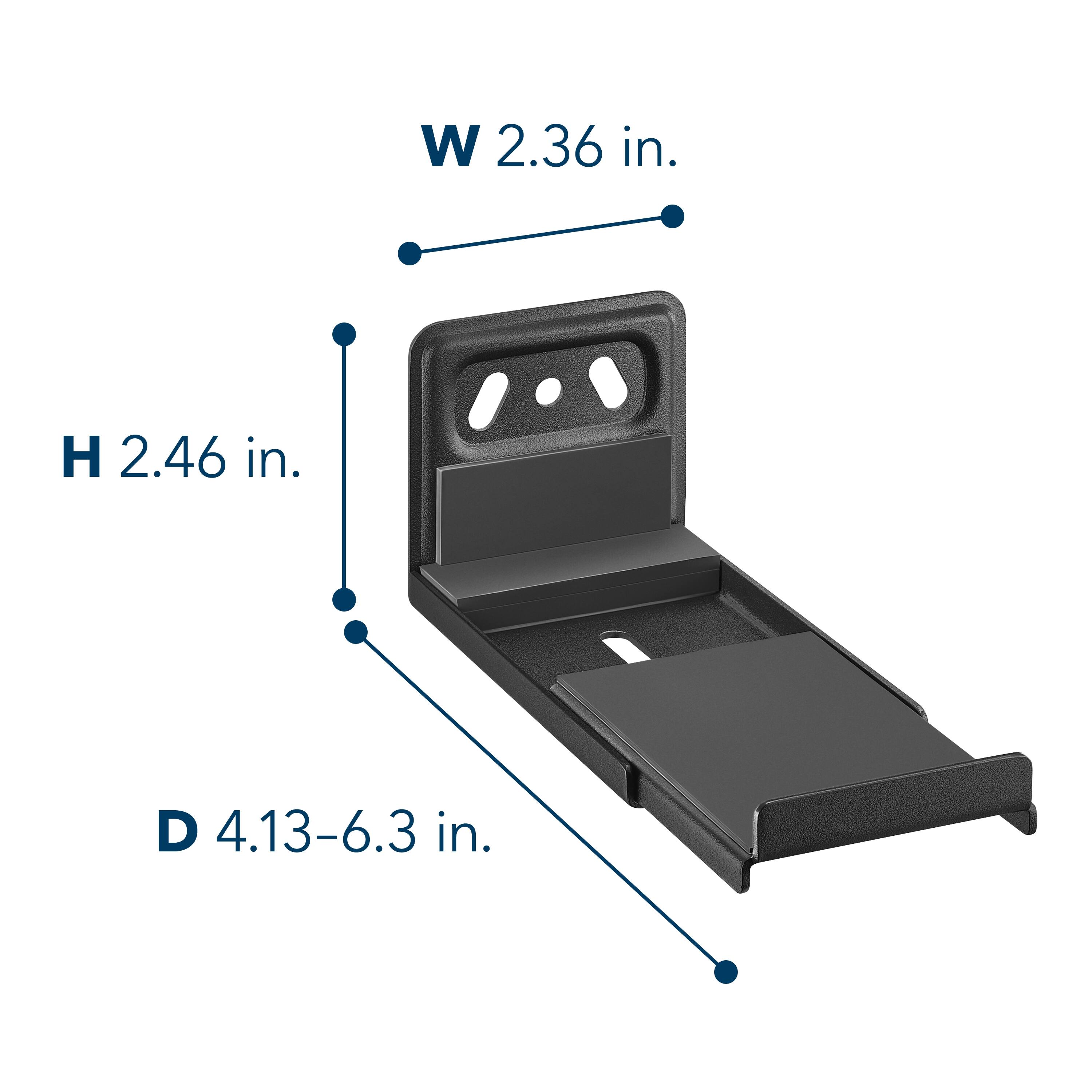 W 2.36 in.  
H 2.46 in.  
D 4.13-6.3 in.
