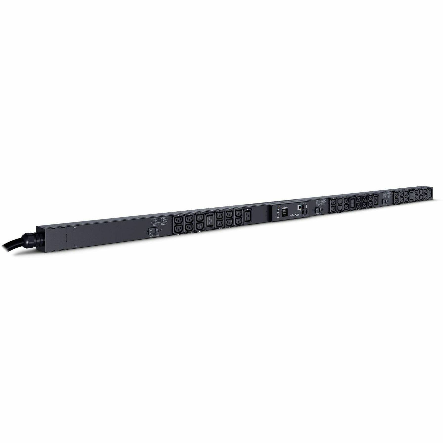 Alt View 1. CyberPower - PDU33108 Three Phase Monitored PDU 0U Rackmount - Black.