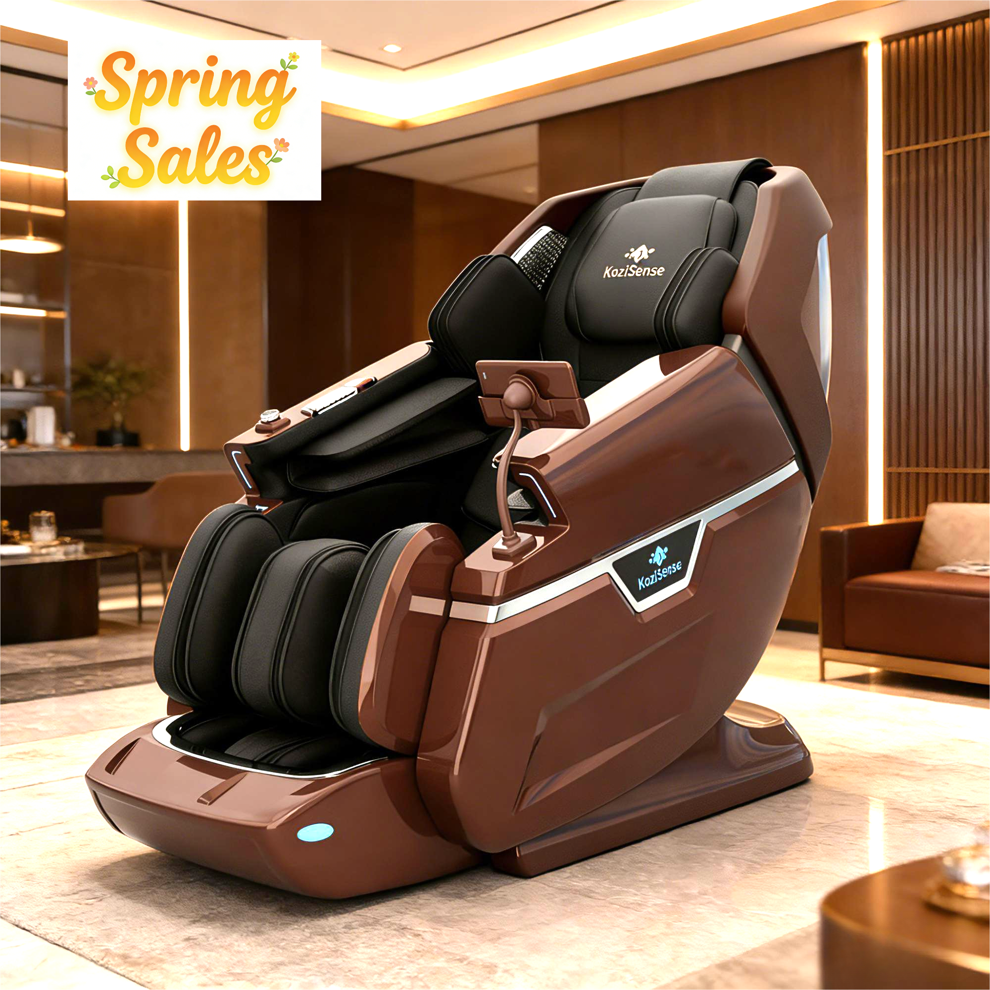 KoziSense - KZ-L66 Dual 4D+3D Luxury Massage Chair,Deep Zero Gravity,Thai Stretch,Auto Extend Legrest,Heat,FREE White Glove Delivery - Brown and Black