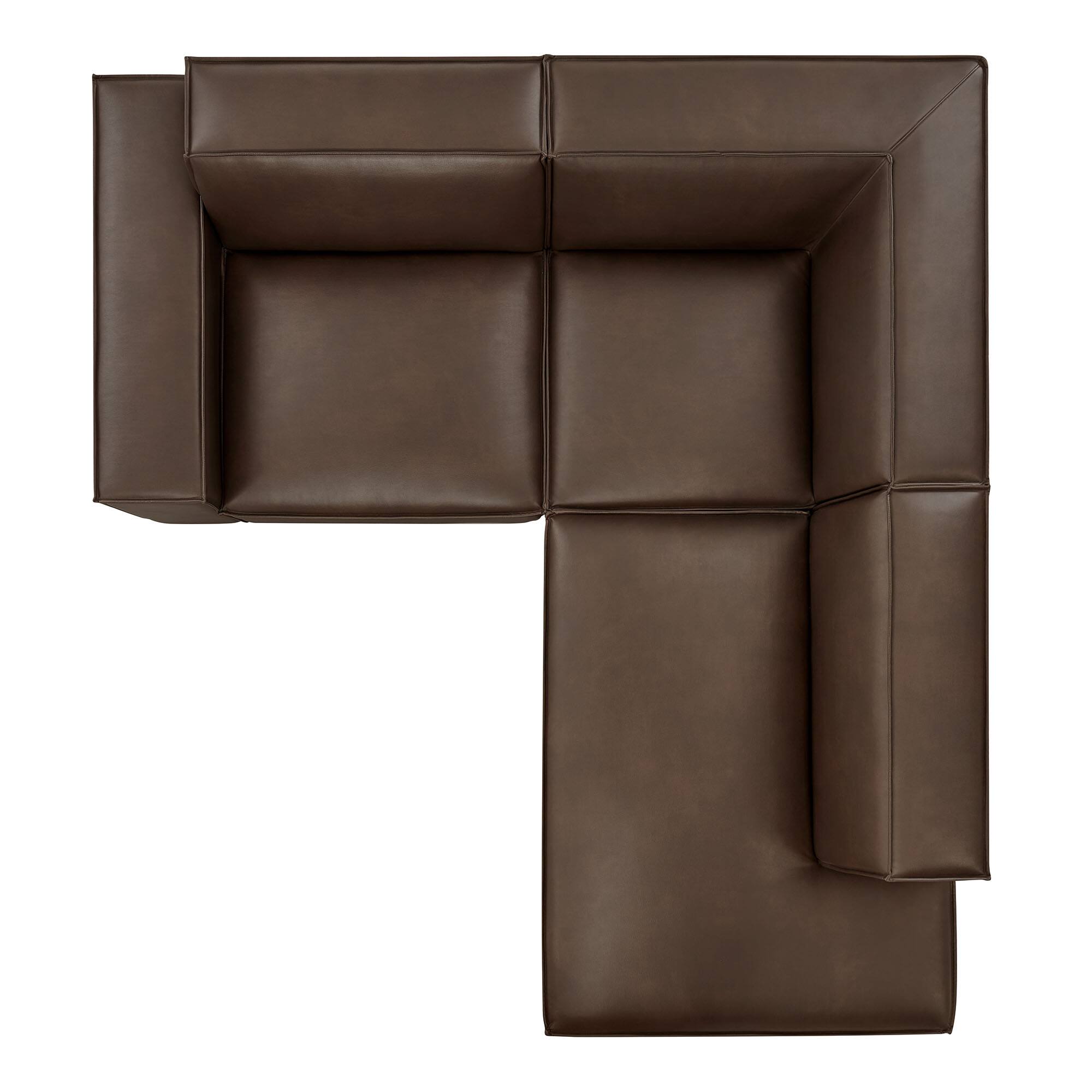 Alt View 6. Modway - Restore 3-Piece Vegan Leather Modular L-Shaped Sectional Sofa by Modway - Espresso.