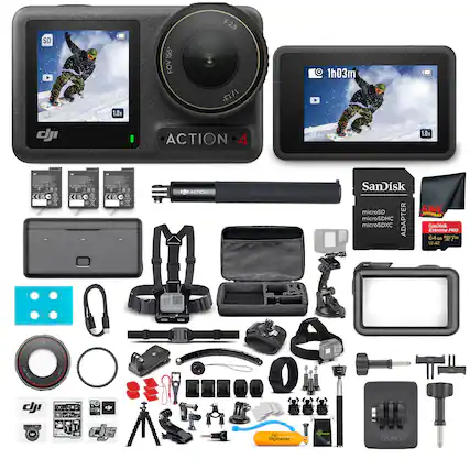 Sure, here is the corrected and grouped text from the image:
---
**DJI ACTION 4**
- SD 1.0x 155- FOV F 28 / 1h03m
- 1.0x
- 1h03m
- 1.0x
**SanDisk**
- microSD
- microSDHC
- microSDXC
- SanDisk Extreme PRO 64GB U3 A1 V30
**DigiNerds**
**OSMO**
**DJI**
**CE**
**F-2.2**
**FOV 155°**
**1h03m**
**1.0x**
**1.0x**
**1.0x**
**1.0x**
**1.0x**
**1.0x**
**1.0x**
**1.0x**
**1.0x**
**1.0x**
**1.0x**
**1.0x**
**1.0x**
**1.0x**
**1.0x**
**1.0x**
**1.0x**
**1.0x**
**1.