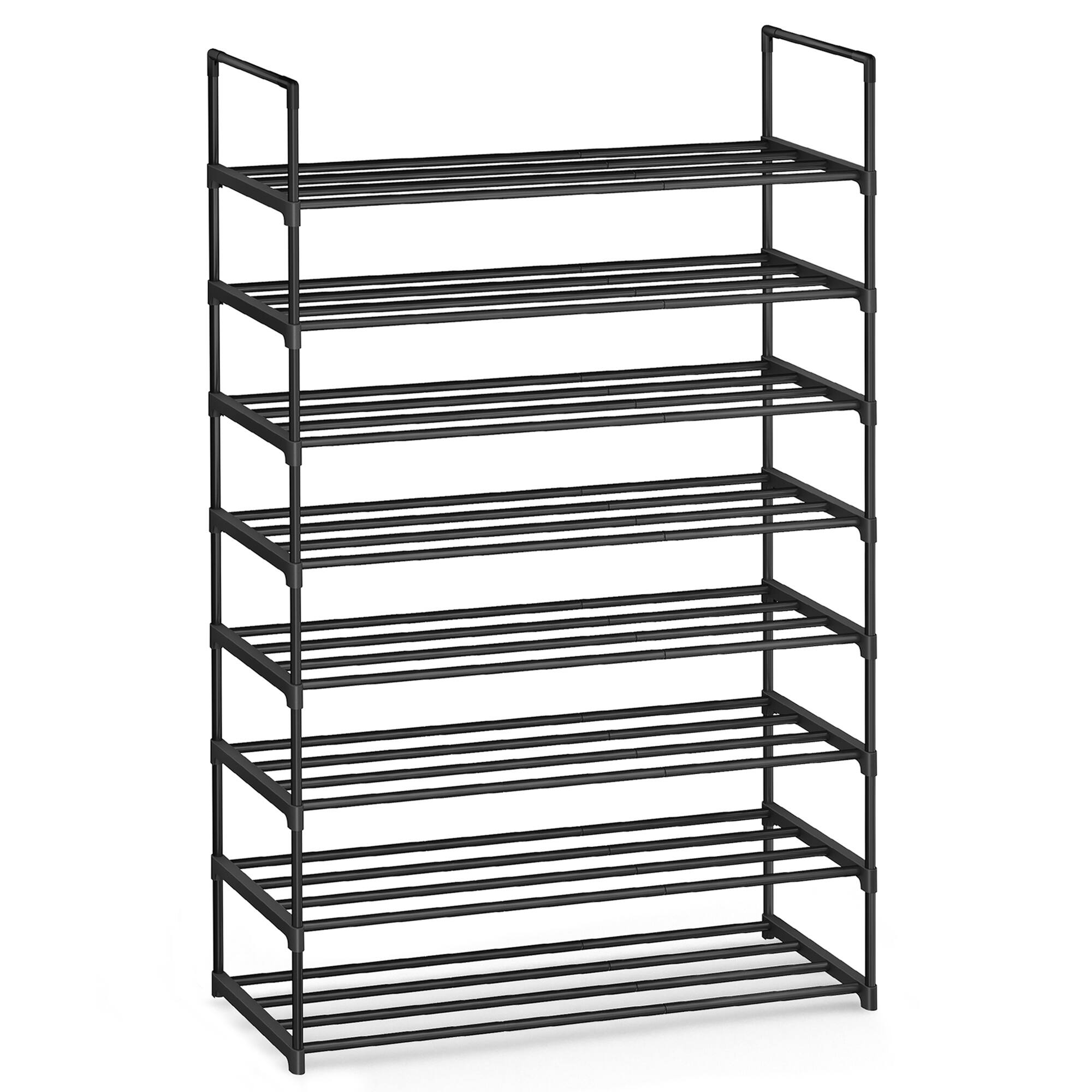 Front. Songmics Home - Shoe Rack, 8-Tier Shoe Organizer, Metal Storage Shelf, for 32-40 Pairs, for Entryway, Living Room, Garage - Black.