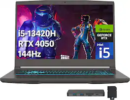 MSI - Thin 15 15.6" Gaming Laptop,Intel i5-13420H,GeForce RTX 4050,16GB RAM,512GB SSD+256GB Dock Station,Win 11 Pro - Gray