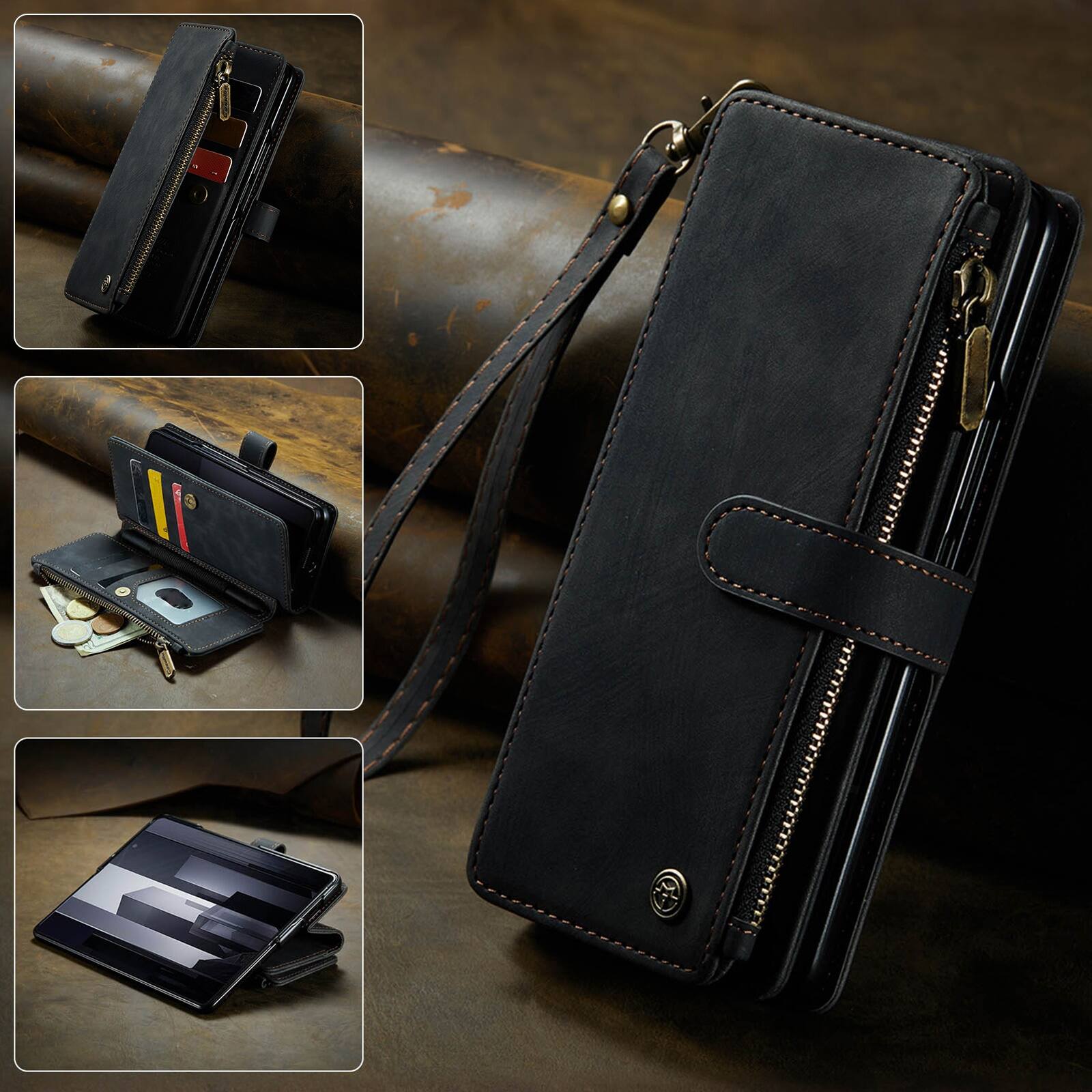 Alt View 14. SaharaCase - Indy Series Wallet Case for Samsung Galaxy Z Fold6 - Scorpion Black.