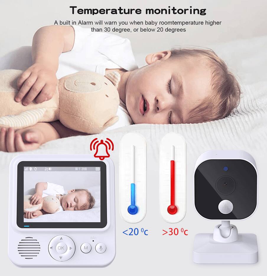 Temperature monitoring

A built-in Alarm will warn you when baby room temperature is higher than 30 degrees, or below 20 degrees.