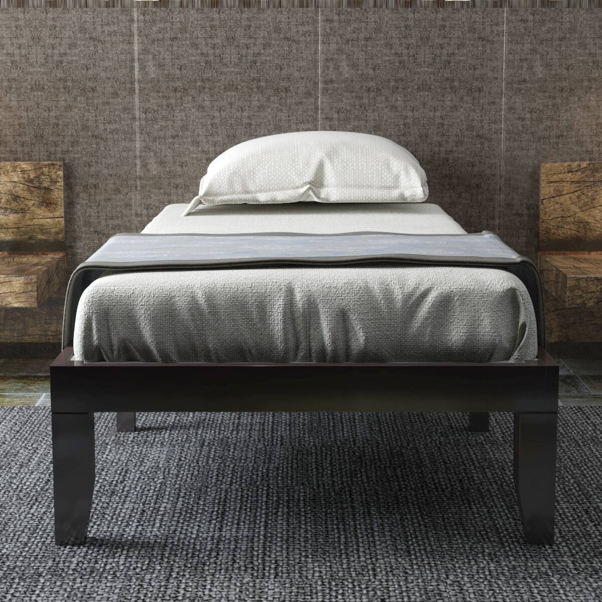 Alt View 3. Costway - Costway Twin Size 14" Wooden Bed Frame Mattress Platform Wood Slats Support - Espresso.