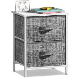 Sorbus - Nightstand with 2 Drawers - Steel Frame, Wood Top &Fabric Bins -Home, Bedroom, Office &College Dorm, Kids Bedside - Textured Gray White