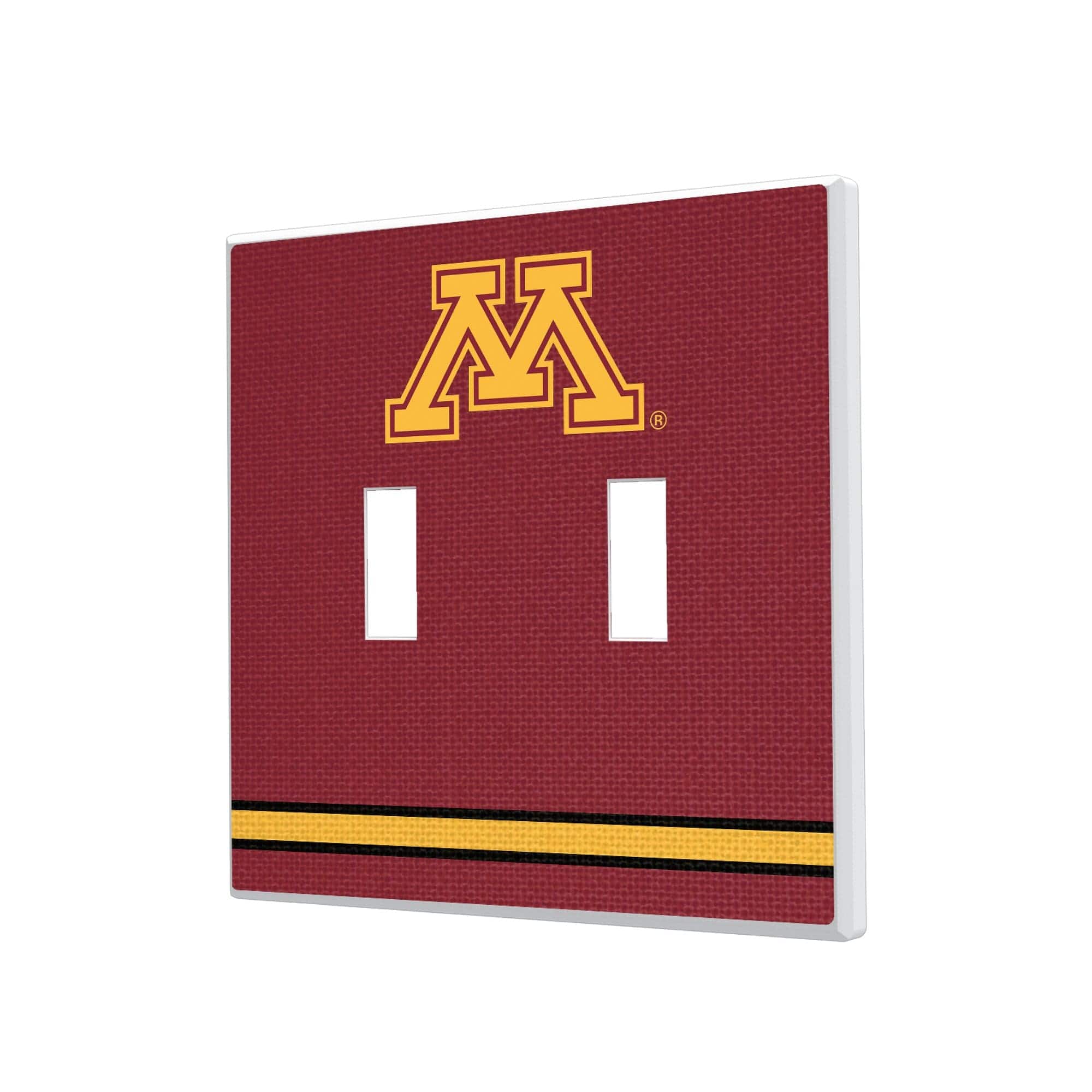 Keyscaper - Minnesota Golden Gophers Stripe Design Double Toggle Lightswitch Plate - Multicolor