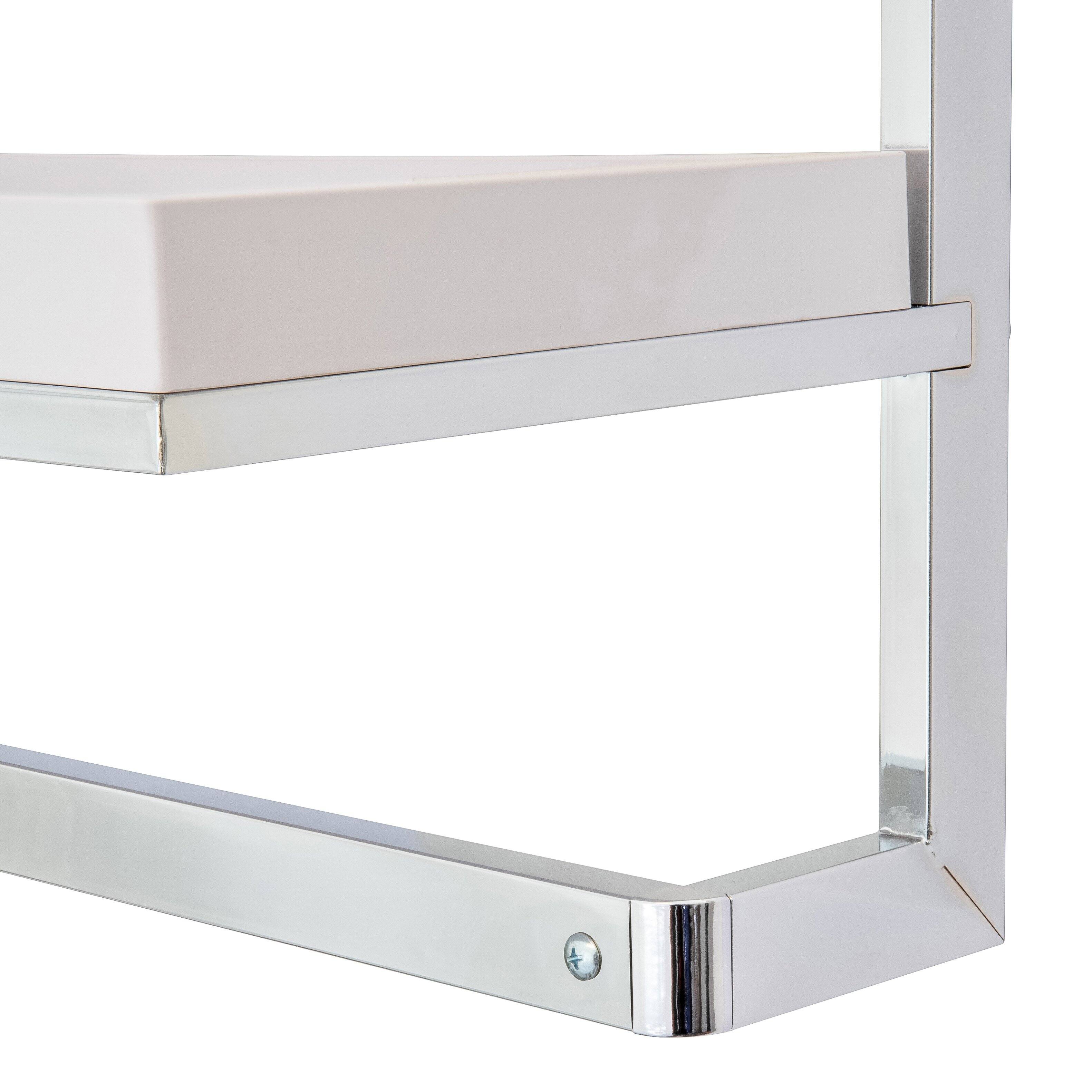 Alt View 2. Danya B - Wall Mounted Chrome Towel Rack and Shelf with Removable White Tray - Silver.