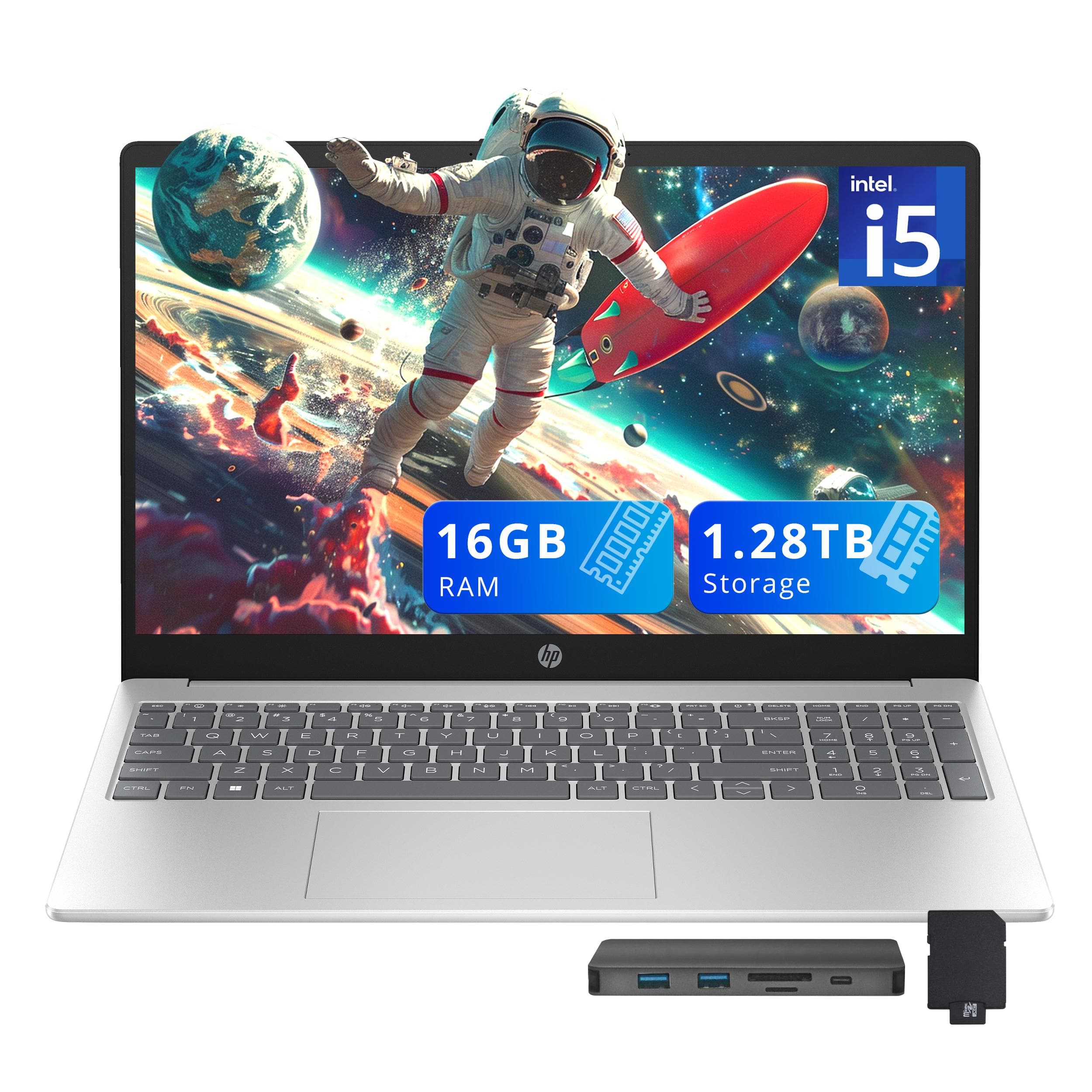 HP - Pavilion 15.6" FHD IPS Laptop,Intel i5-1235U,16GB RAM,1TB SSD+288GB Docking Station,Iris Xe Graphics,Win 11 - Silver