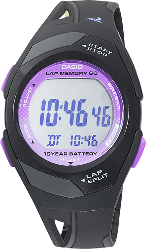 Angle View: Casio - Women's Runner Eco-Friendly Digital Watch - Black
