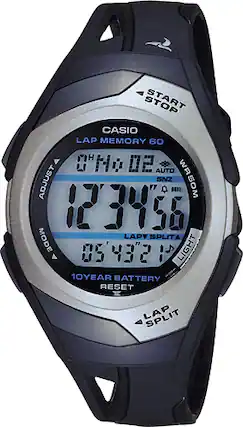 Front. Casio - Men's Runner Eco-Friendly Digital Watch - Black.