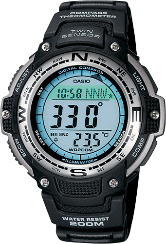 Angle View: Casio - Men's Digital Compass Twin Sensor Sport Watch - Black