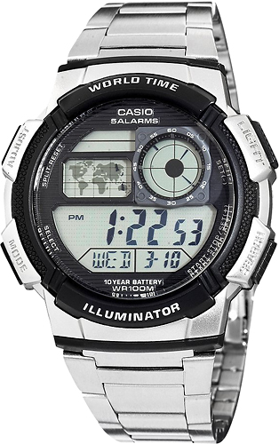 Angle View: Casio - Men's Digital Sport Watch - Stainless Steel