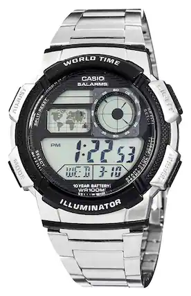 Front. Casio - Men's Digital Sport Watch - Stainless Steel.