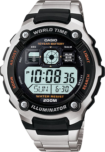 Angle View: Casio - Men's Multifunctional Digital Sport Watch - Stainless Steel