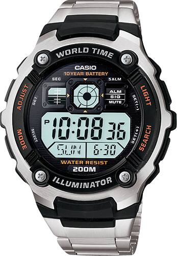Angle. Casio - Men's Multifunctional Digital Sport Watch - Stainless Steel.