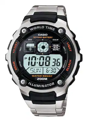 Front. Casio - Men's Multifunctional Digital Sport Watch - Stainless Steel.