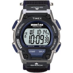Timex - Men's IRONMAN Endure 30 Shock 42mm Watch - Black/Silver-Tone/Blue - Front_Zoom