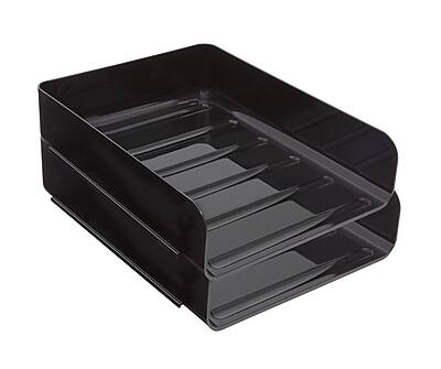 Alt View 1. TRU RED - Front Load Stackable Plastic Letter Tray, 2/Pack - Black.