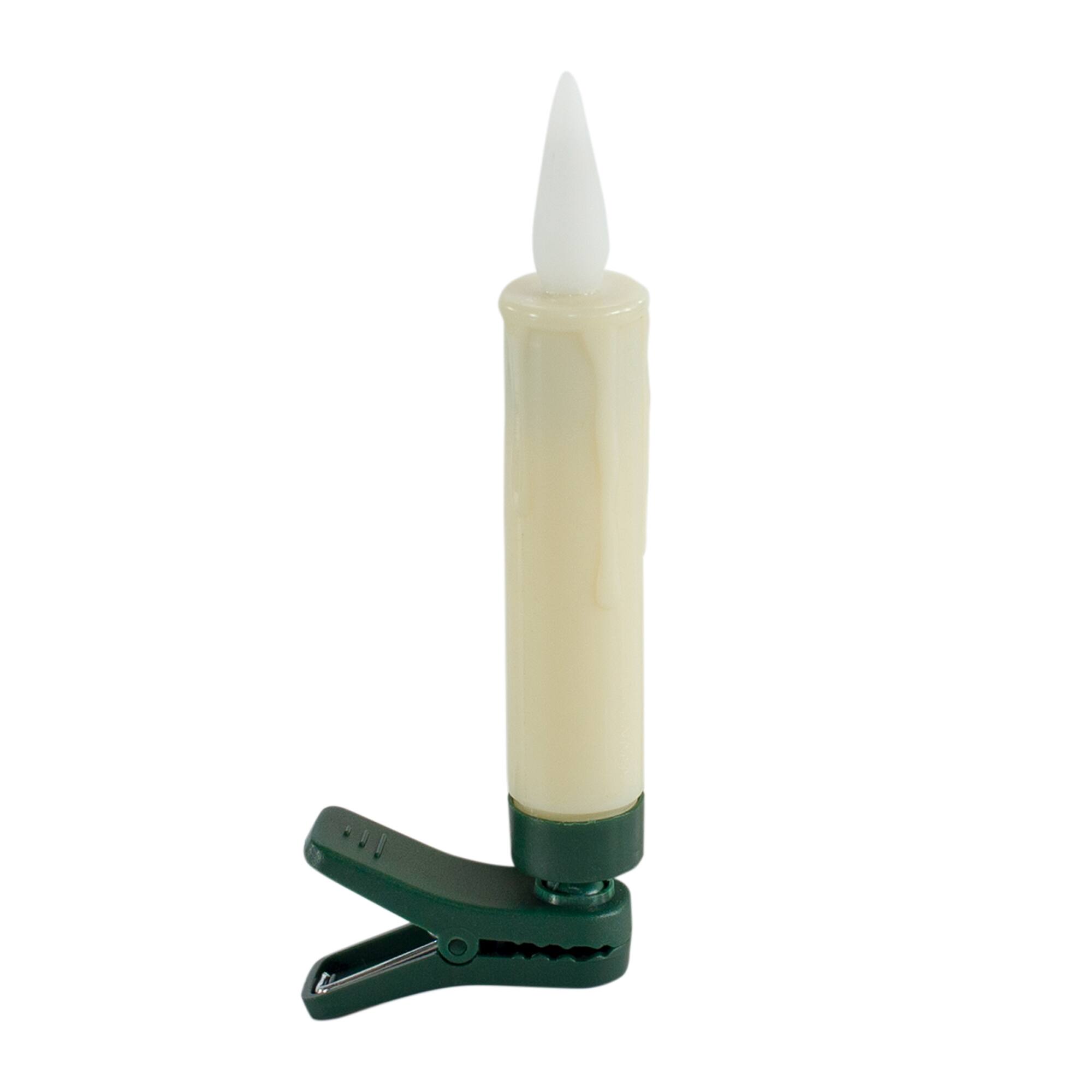 Front. BreeBe - LED FIA Flame Clip-on Candle Taper or Suction Cup (Set of 10) - White, Green.