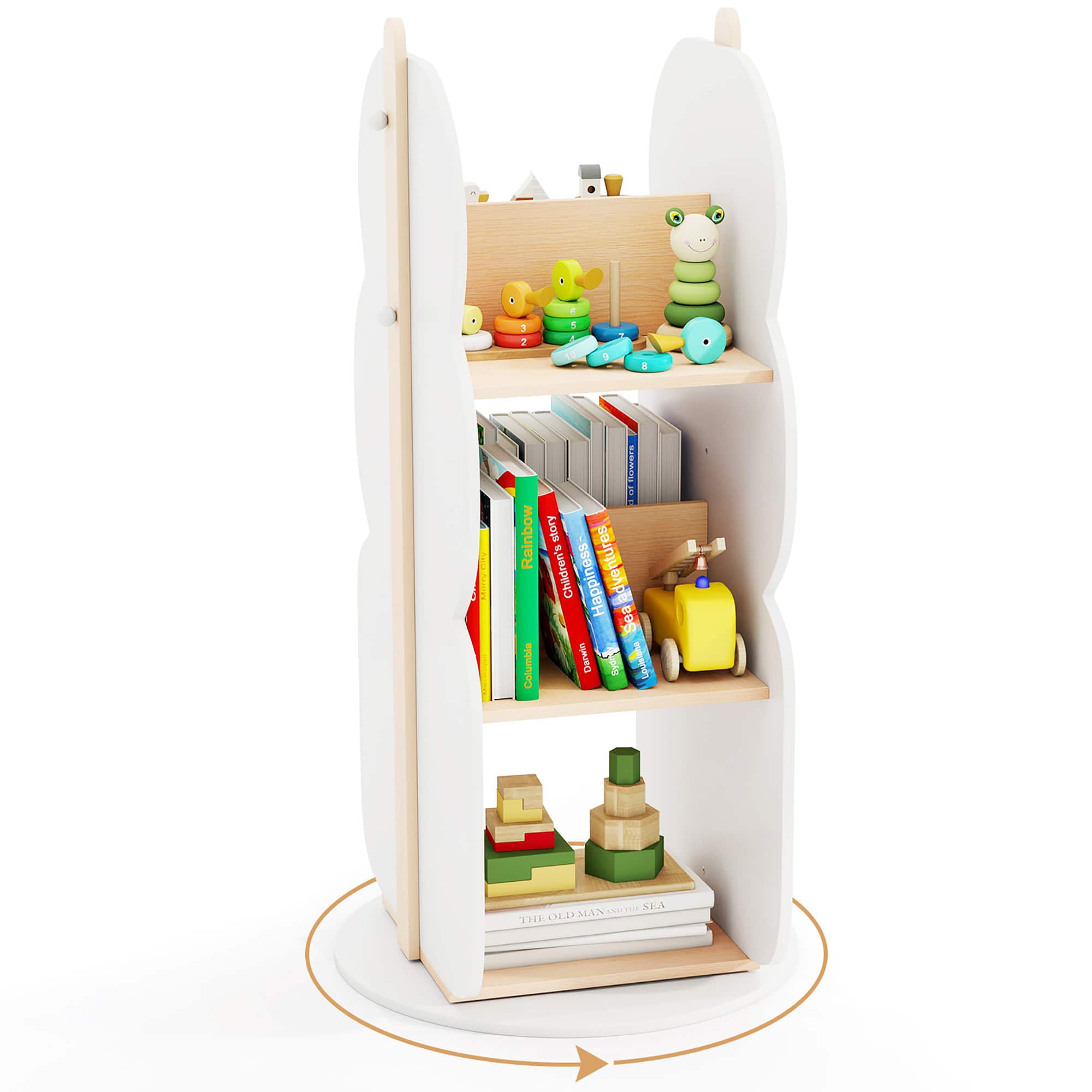 Gymax - Kid's Rotating Bookshelf w/5 Shelves 360° Rotatable Display Shelf for Kid's Room - White price history on PriceWatchPro