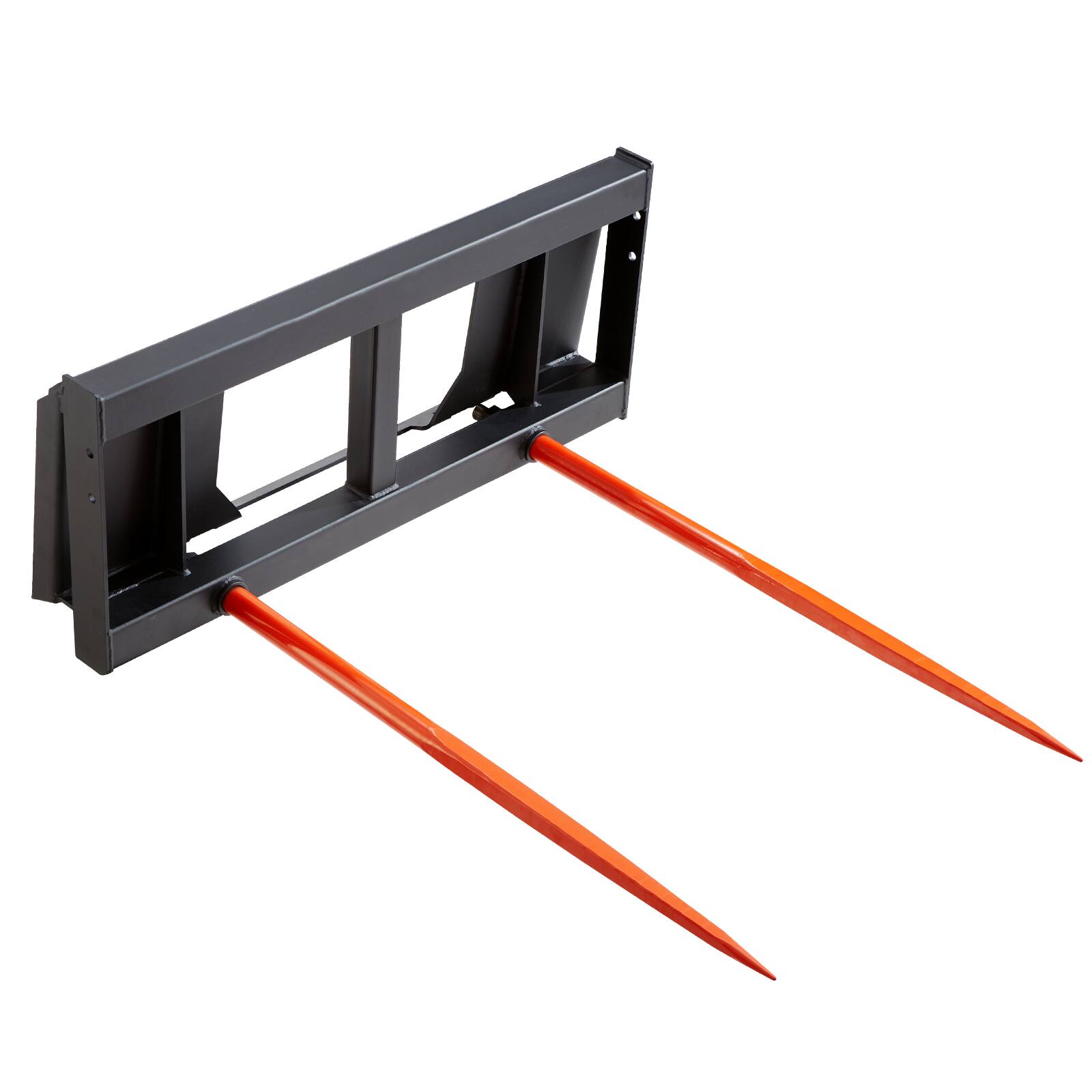 Front. VEVOR - 49" Hay Spear, Bale Spears 3000lbs Loading Capacity, Skid Steer Loader Tractor Attachment 2pcs Spears - Black.