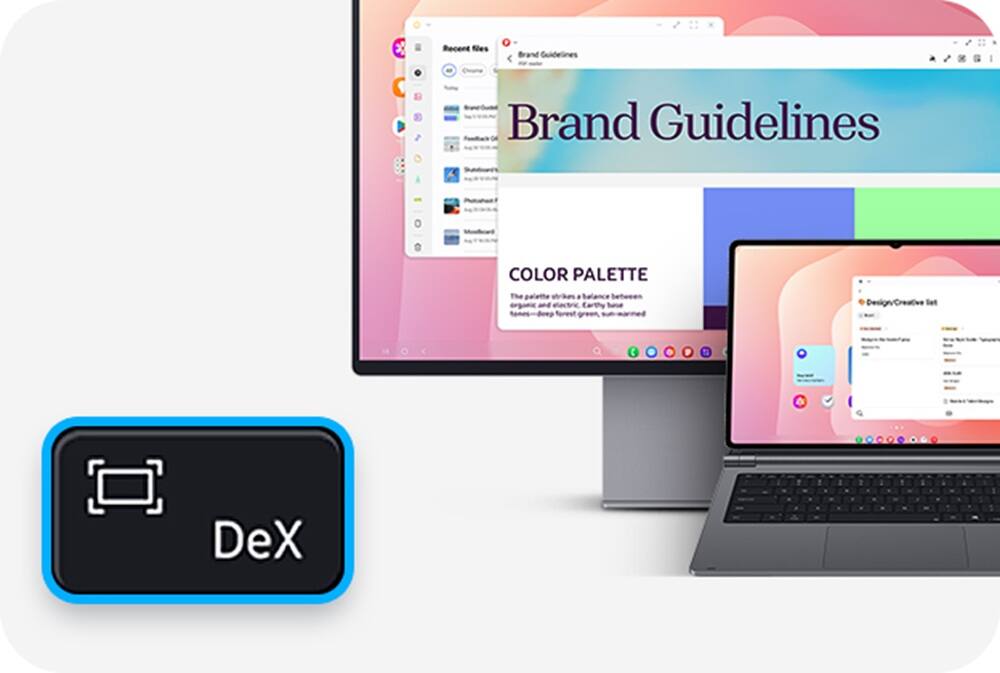 Recent Files  
Brand Guidelines  

Brand Guidelines  

COLOR PALETTE  
The palette strikes a balance between organic and electric. Earthy base tones, deep forest green, warm amber.  

Design/Creative Set  

DeX