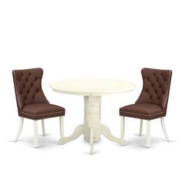 East West Furniture - 3 Piece Kitchen Table Set for Small Spaces - White