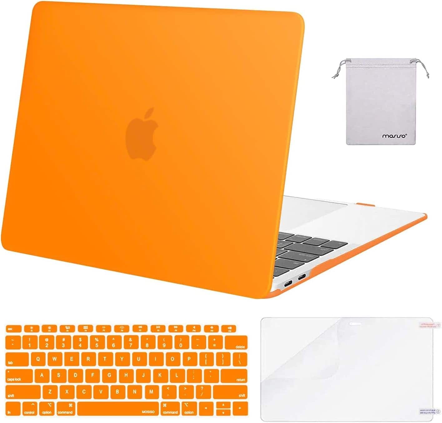 mosiso - 4IN1 Case Kit for MacBook Air 13 inch M1 A2337 A2179 A1932 2021-2018, Hard Shell&Keyboard Cover&Screen Protector&Pouch - Orange price history on PriceWatchPro
