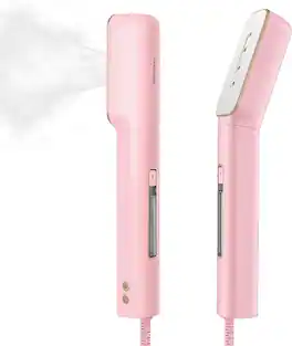 Newbealer - Travel Steam Iron,100-240V Clothes Steamer,Dry Ironing&2 Steam Levels,Non-Stick Ceramic Soleplate,Self Cleaning - Pink