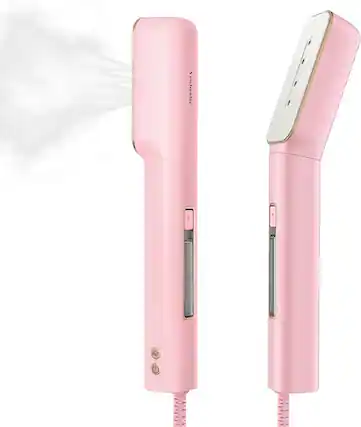 Front. Newbealer - Portable Travel Iron,100-240V Clothes Steamer,Dry Ironing&2 Steam Levels,Non-Stick Ceramic Soleplate,Self Cleaning - Pink.