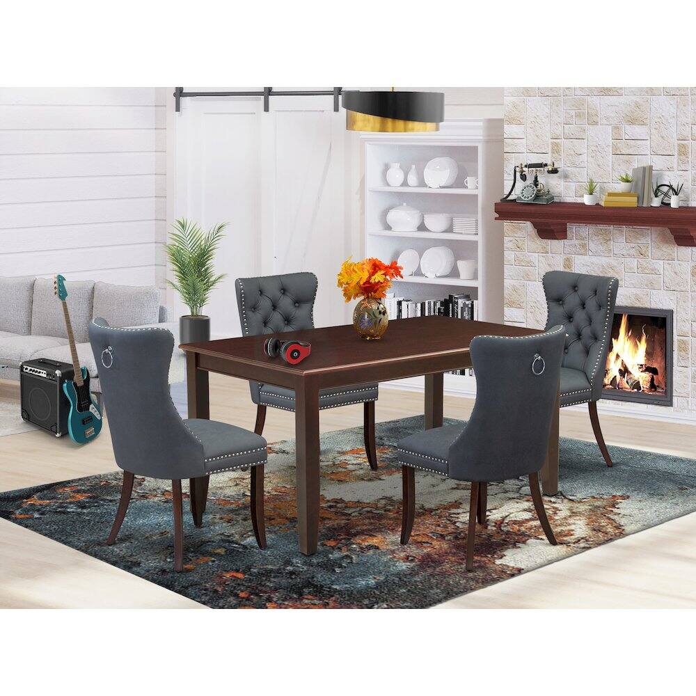 Alt View 7. East West Furniture - 5 Piece Dining Set Consists of a Rectangle Kitchen Table - Red.