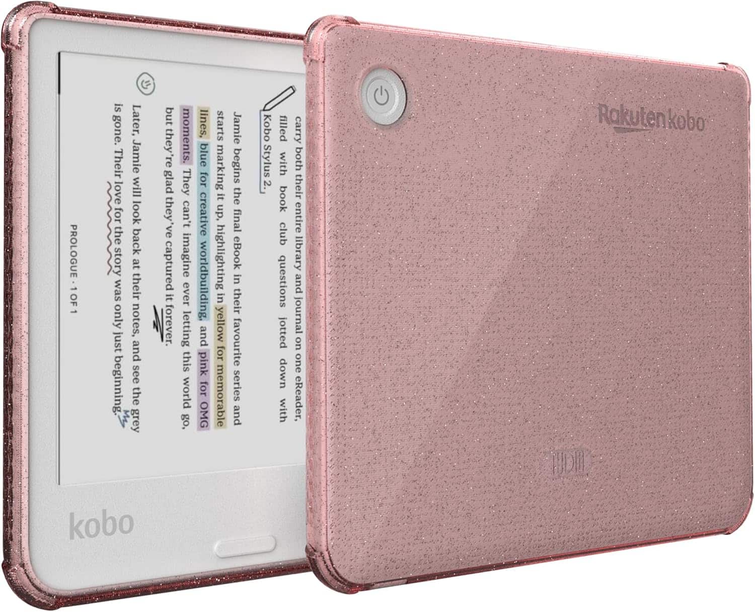 TUDIA - SKN Designed for Kobo Libra Colour Case 2024 Reinforced Corner - Pink Glitter