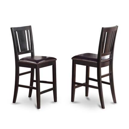 Front. East West Furniture - Buckland Counter Height Chair with Faux Leather Upholstered Seat in Black Finish - Black.