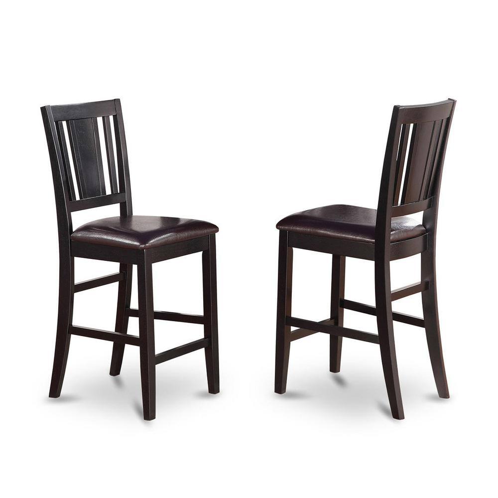 Front. East West Furniture - Buckland Counter Height Chair with Faux Leather Upholstered Seat in Black Finish - Black.