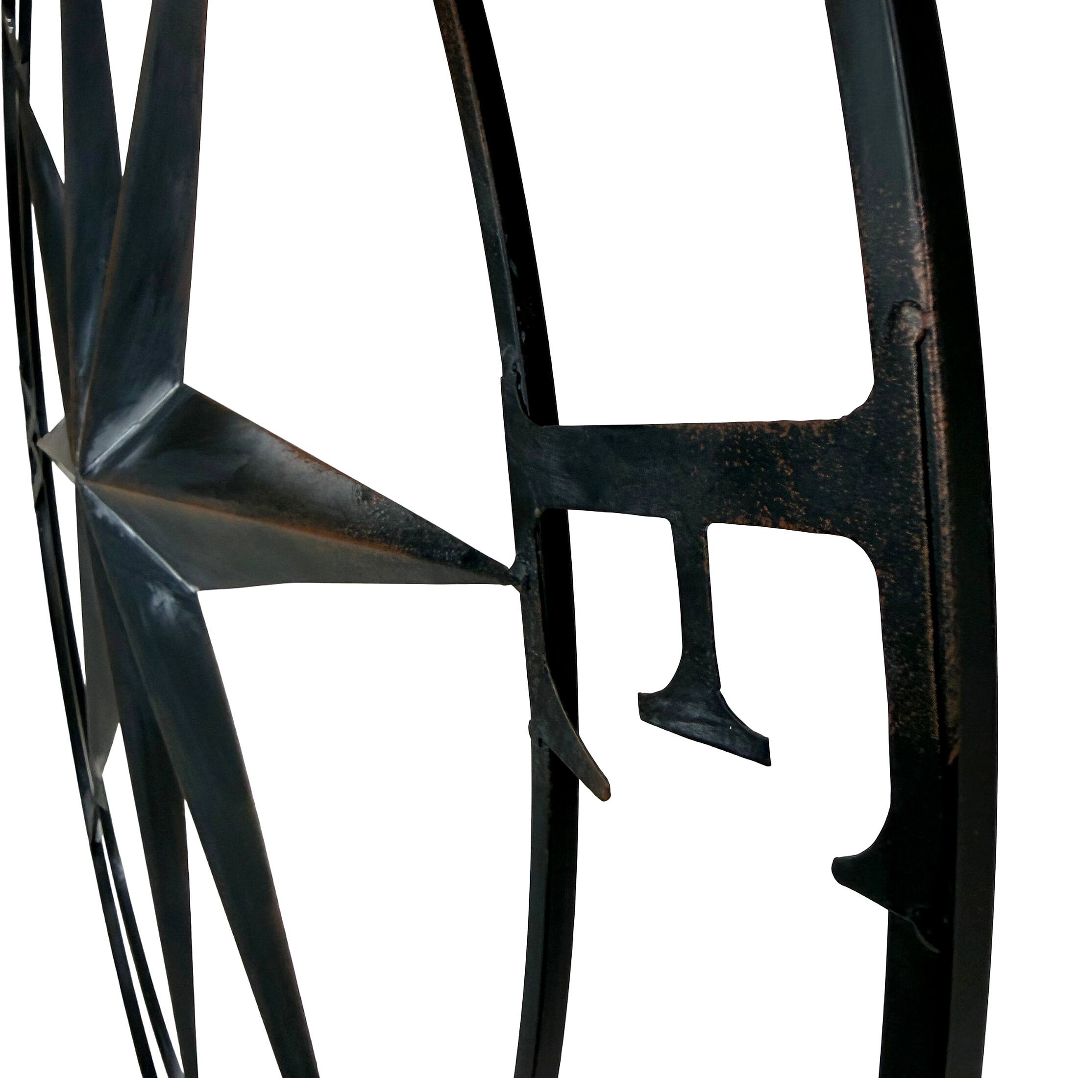 Alt View 7. Zeckos - Black Indoor Outdoor Metal Compass Rose Hanging Wall Decor 39.5 Inch Diameter - Black.