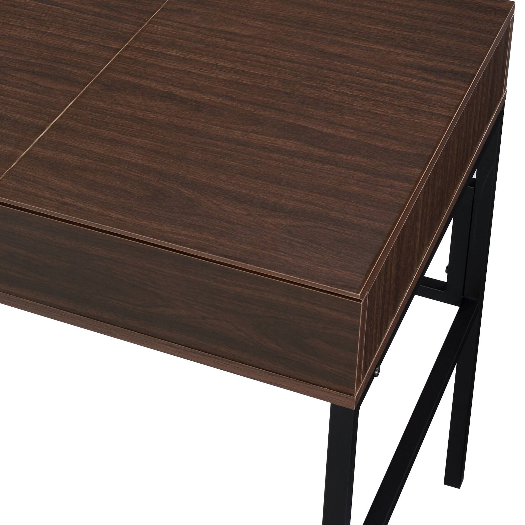 Alt View 6. GOODSILO - Modern Writing Desk with USB Charging Port and Storage Drawer for Home Office Workspace - Black+Oak.