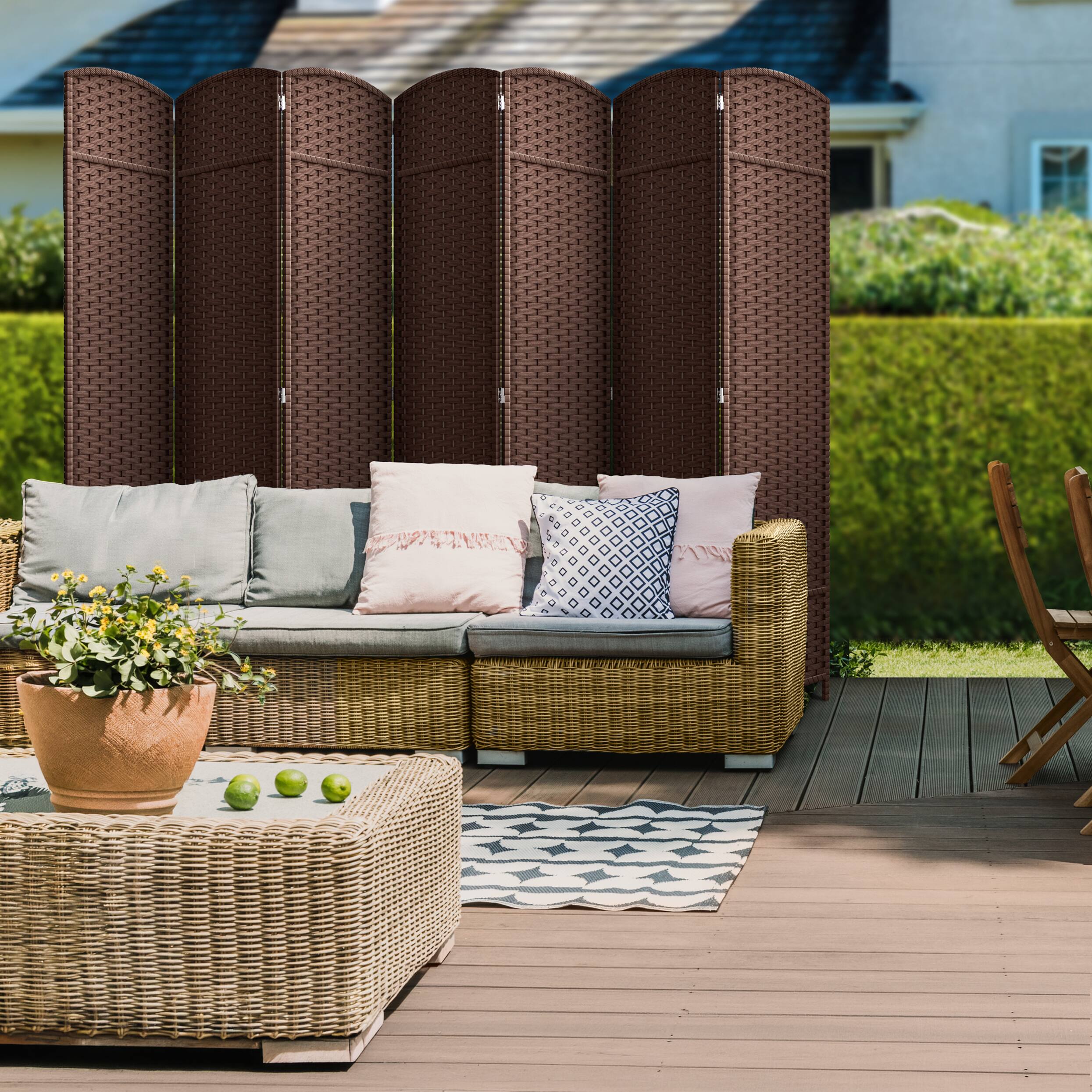 Alt View 4. Sorbus - Sorbus Extra Wide Double Hinged 7-Panels Partition Room Dividers, Chocolate - Chocolate.