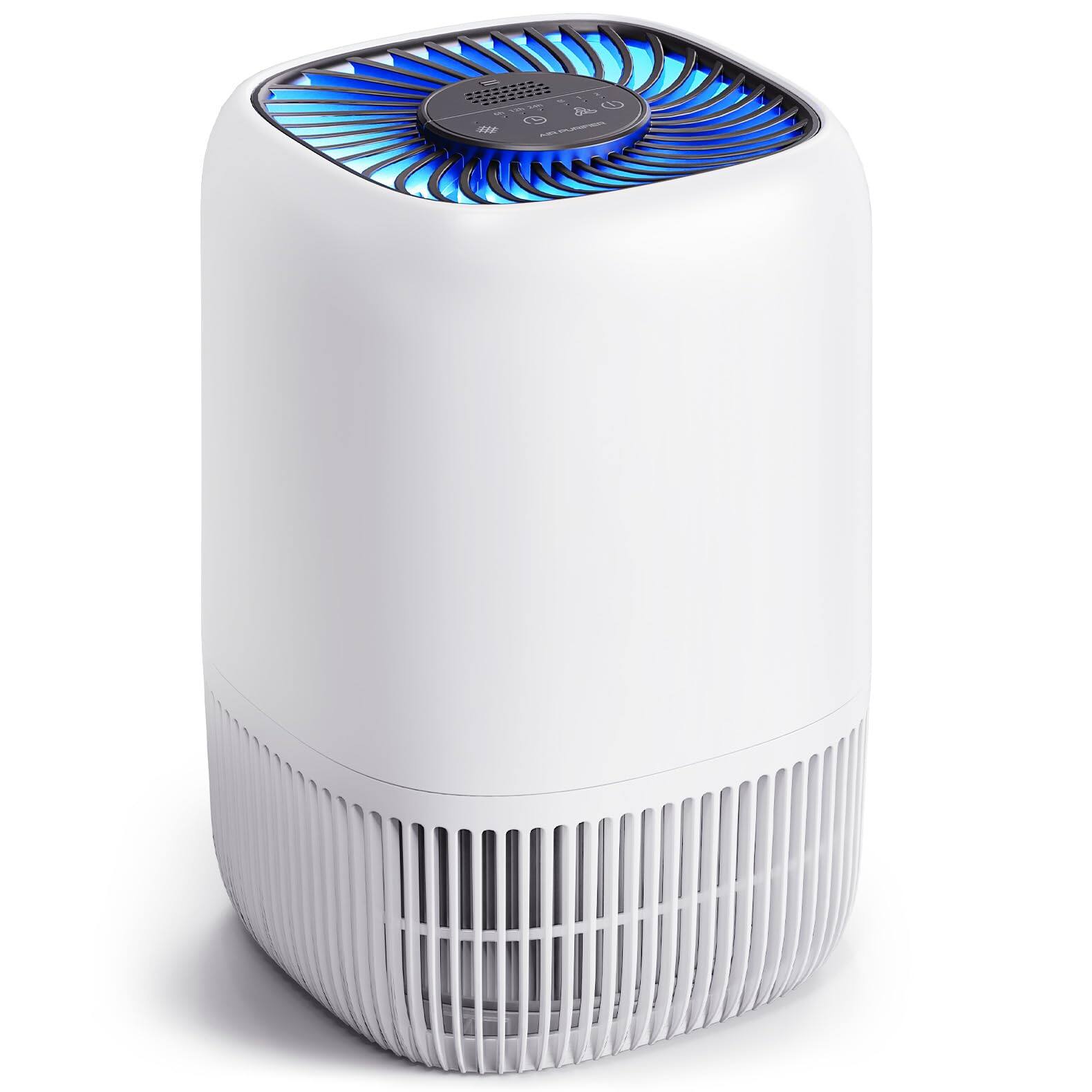 GlowWise - H13 HEPA Air Purifier for Home, 1076 Ft², Quiet 360° Filter for Pet Hair, Smoke, Odors, Pollen, Compact, 3-Speed - White