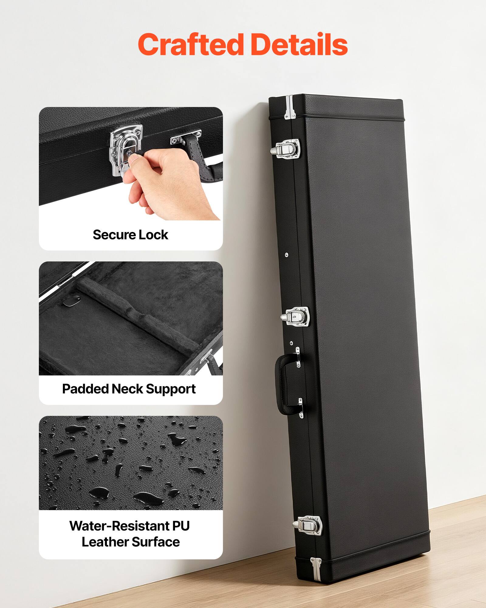 Crafted Details

Secure Lock

Padded Neck Support

Water-Resistant PU Leather Surface