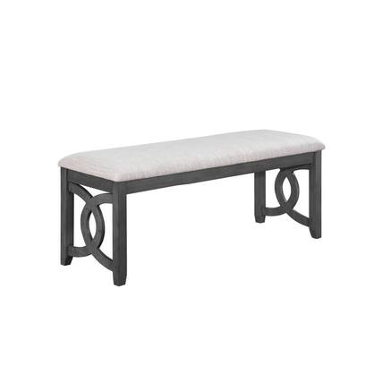 Front. FurniFact - Gray Upholstered End of Bed Bench – Solid Wood Bedroom or Dining Bench - Gray.