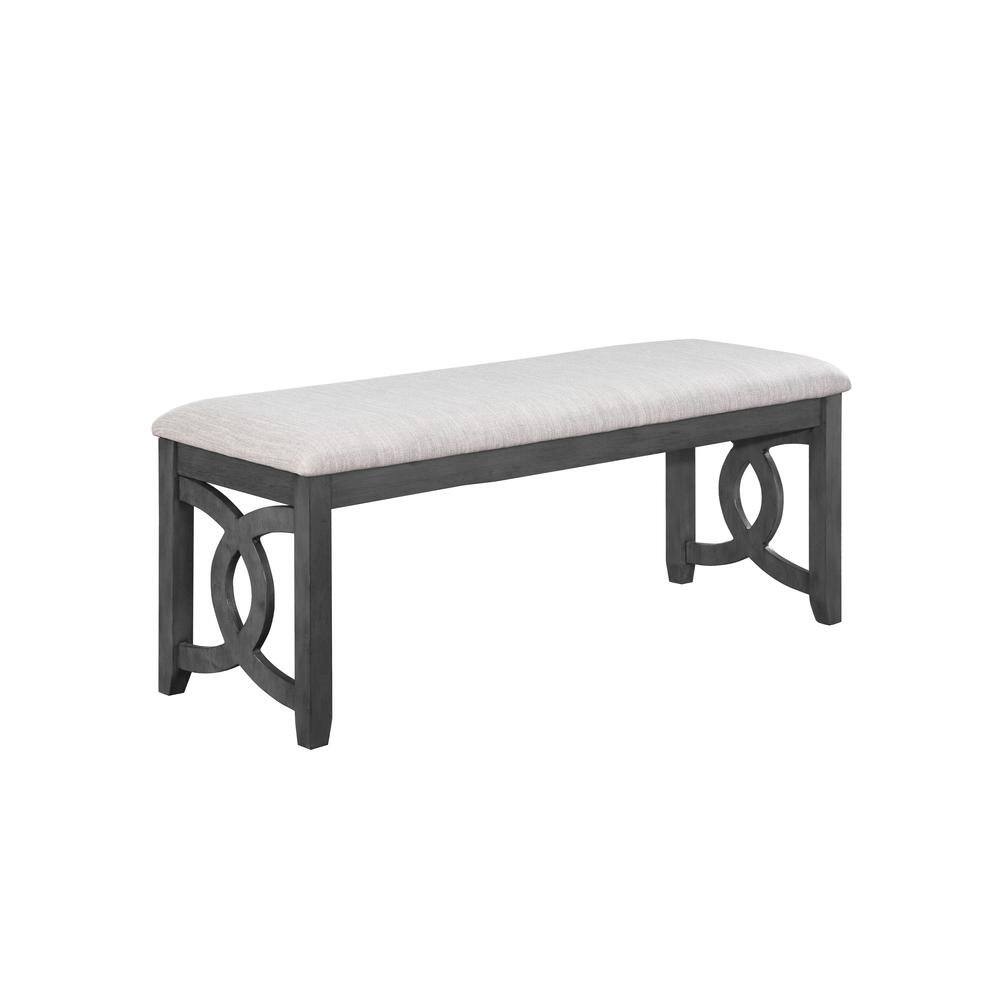 Front. FurniFact - Gray Upholstered End of Bed Bench – Solid Wood Bedroom or Dining Bench - Gray.
