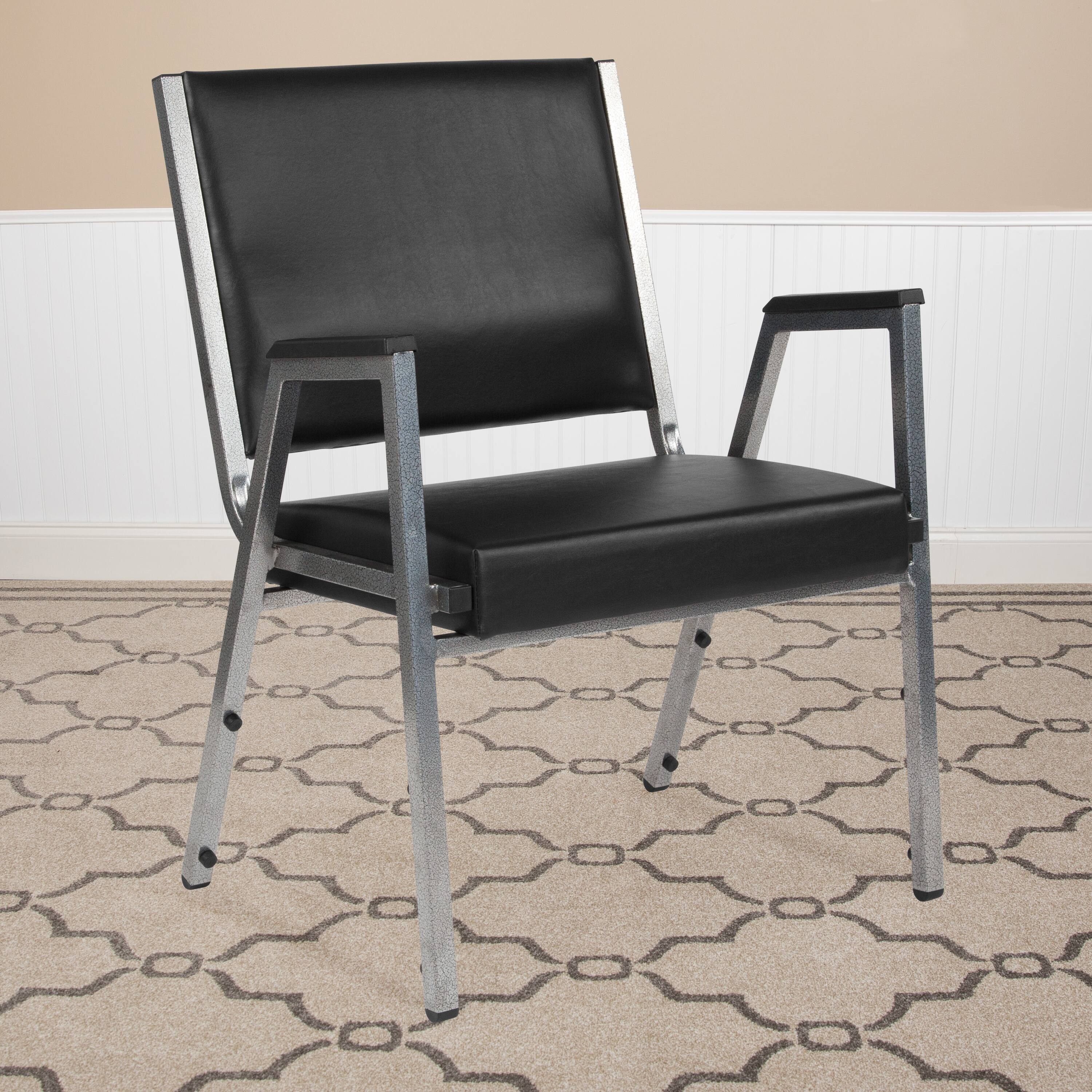 Alt View 2. Emma + Oliver - 4 Pack 1000 lb. Rated Antimicrobial Bariatric medical Reception Arm Chair - Black Vinyl.