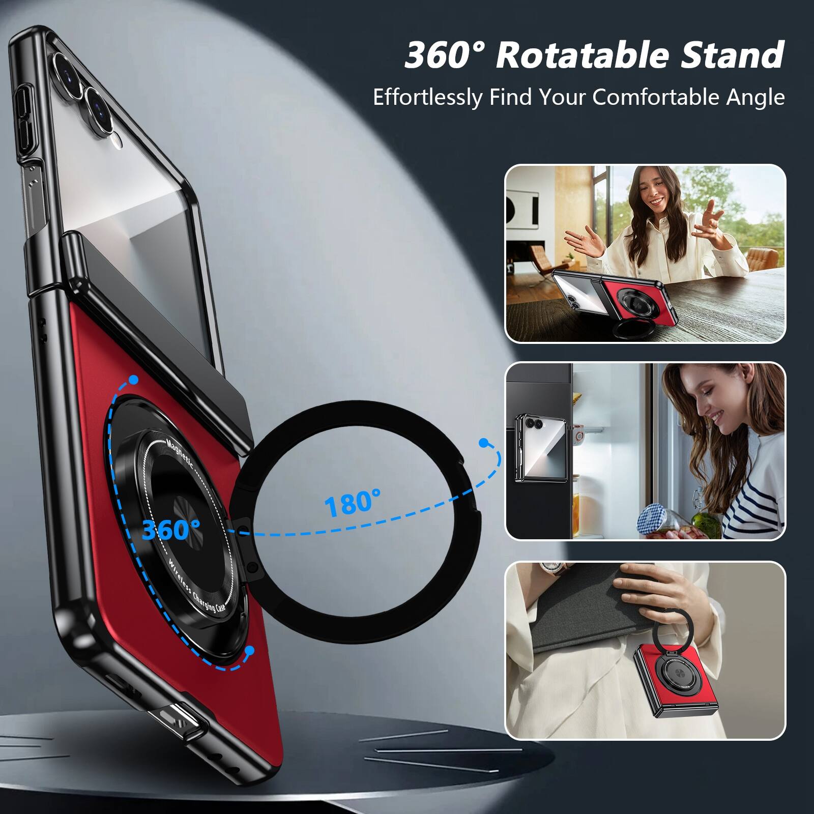 360° Rotatable Stand  
Effortlessly Find Your Comfortable Angle