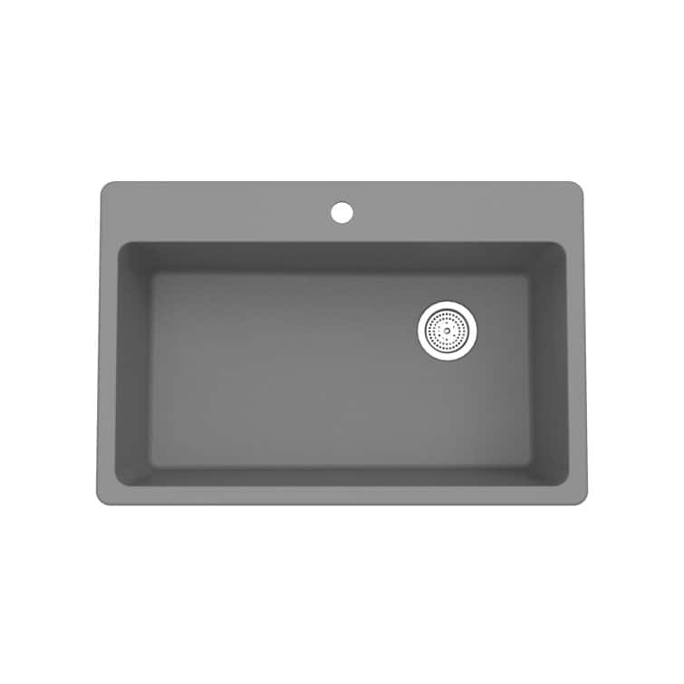 Front. Winpro - Winpro Dual Mount Granite Composite 33 in. x 22 in. x 9-1/2 in. Single Bowl Kitchen Sink in Gray - Gray.