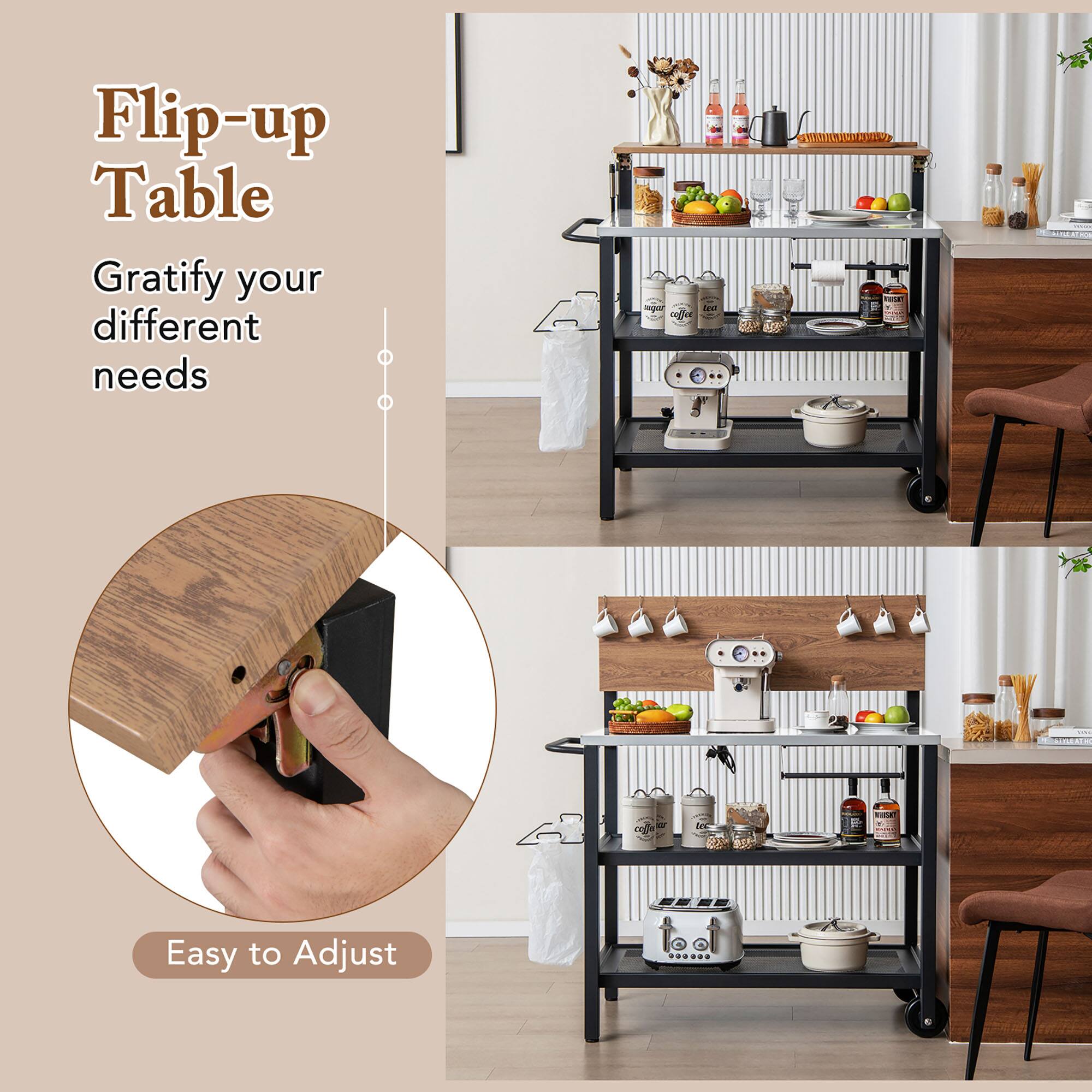 Flip-up Table  
Gratify your different needs  

Easy to Adjust