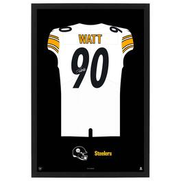 Sporticulture - T.J. Watt Pittsburgh Steelers Away Jersey Framed Art Print - White