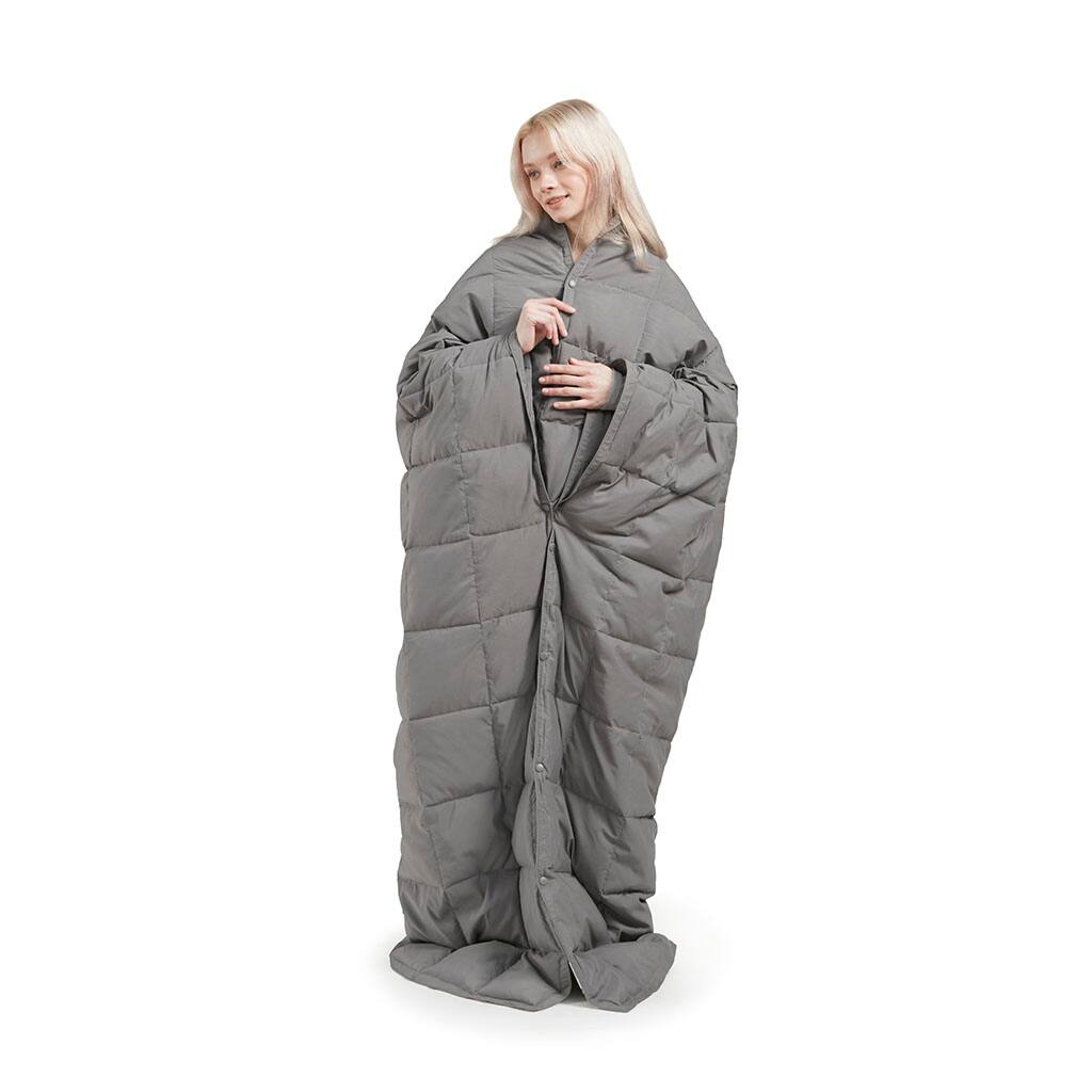 Alt View 1. Gracie Mills - Gracie Mills Alvarez Classic Box Quilted Wearable Multipurpose Throw Blanket - Grey.